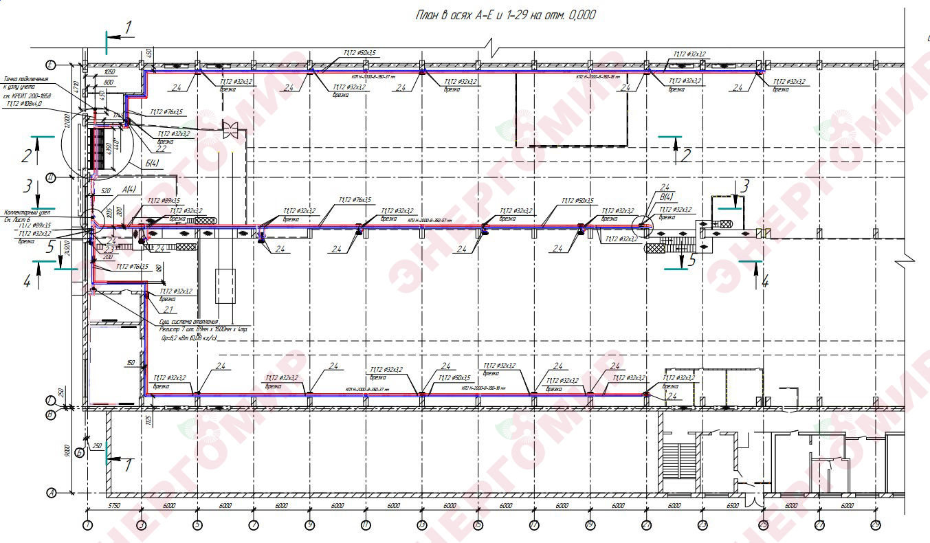 Фрагмент плана системы водяного отопления Фрагмент плана системы водяного отопления