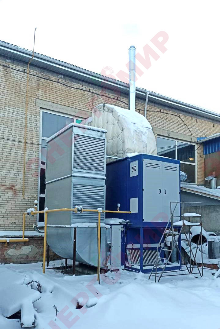 Теплогенератор ВТР уличного исполнения, установленный на объекте Теплогенератор ВТР уличного исполнения, установленный на объекте