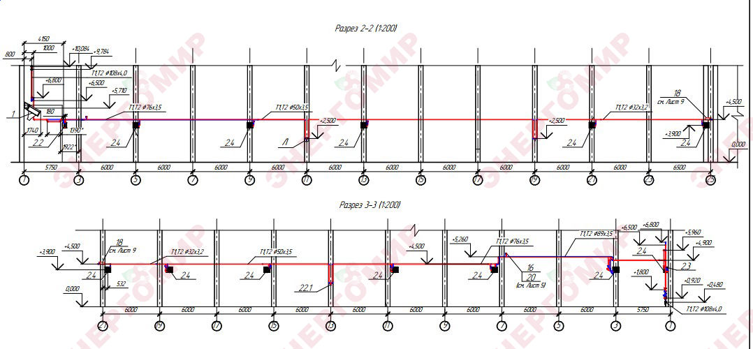 Фрагмент плана системы водяного отопления Фрагмент плана системы водяного отопления
